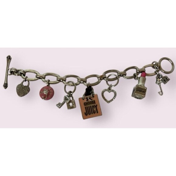 Juicy Couture Charm Bracelet Lipstick Scottie Dog Bling Y2K 90s Pink Mean Girls - Picture 5 of 16